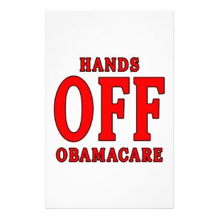 HANDS OFF OBAMACARE CUSTOMIZED STATIONERY