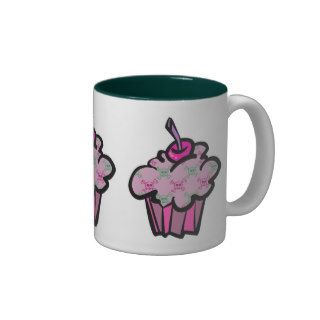 pink punk skull crossbones cupcake mugs
