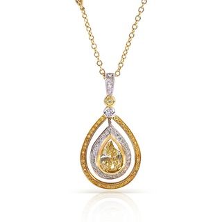 Annello 18k Gold 2 1/6ct TDW Certified Fancy Yellow Diamond Necklace (H I, SI1 SI2) Annello One of a Kind Necklaces