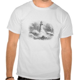 Black and White Lighthouse Etching Tees