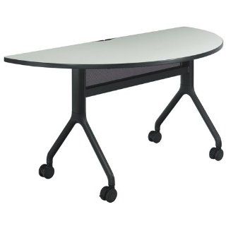 RumbaTM Training Table Base Finish Black, Shape Half Round, Top Finish Gray  Conference Tables 