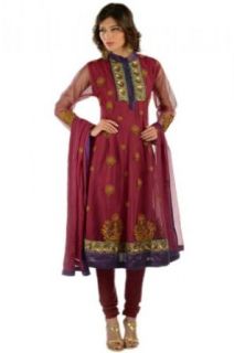 Chhabra 555 Womens Crimson Nylon Suit Dupatta Sm Clothing