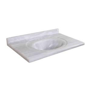 Glacier Bay Pacific 37 in. AB Engineered Composite Vanity Top with Basin in White Onyx P37GB W