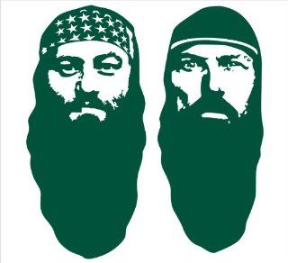 Duck Brothers Duck Dynasty Facial Silhouettes Duck Commanders Decal Sticker Laptop, Notebook, Window, Car, Bumper, EtcStickers 5.6"x6"in. in GREEN Exterior Window Sticker with  
