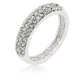 Pave Crystal Silver Band Ring (Size 6) 