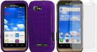 For Motorola Defy XT556 TPU Cover Case Dark Purple+LCD Screen Protector Cell Phones & Accessories