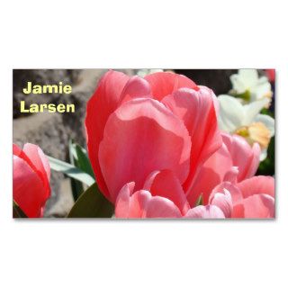 Women's Business Cards Pink Tulips Flowers Nature