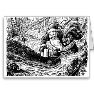 Santa Goes for a Swamp Walk Greeting Card