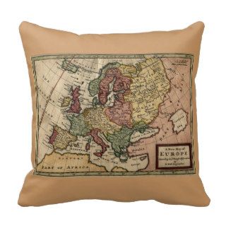 Antiquarian 1721 Map of Europe by Herman Moll Throw Pillows
