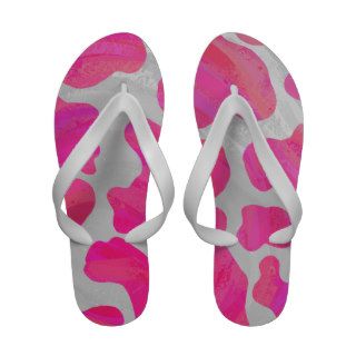 Cow Hot Pink and White Print Flip Flops