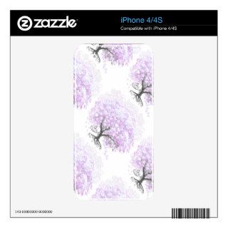 Heart Leaf Lavender Tree Vintage Bird Wedding Decals For The iPhone 4S