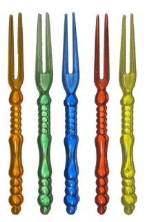 Pack of 50 Appetizer Forks, Assorted Colors Plastic Hors D' Oeuvre Forks/picks, 4.25" Long, BPA Free Kitchen & Dining