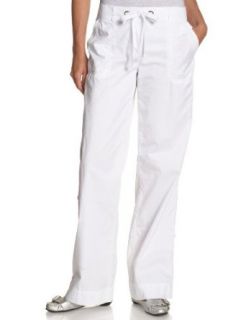 IZOD Women's Light Weight Twill Drawstring Convertible Pant, White, 4 Clothing