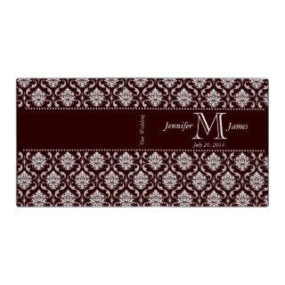 Chocolate Brown Damask Monogram Wedding Album Binders