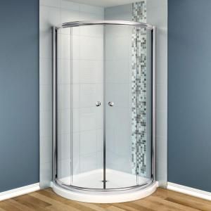MAAX Tully 36 in. x 36 in. x 73 in. Round Shower Kit with Central Doors in Chrome with Clear Glass and Base in White 105992 000 001 100