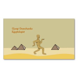 Funny Cartoon Egyptian Mummy Pyramids Custom Business Card
