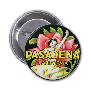 Vintage Pasadena CA Travel Poster Art Pins