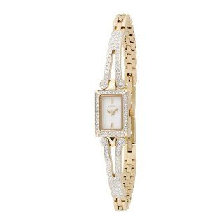 Elgin Women's EG542 Austrian Crystal Accented Gold Tone Half Bangle Watch Watches