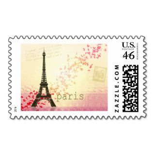 Love in Paris Postage Stamp