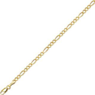 10 Karat 18" Yellow Gold 3.0mm Diamond Cut Royal Figaro Link With Lobster Clasp Chain Necklaces Jewelry
