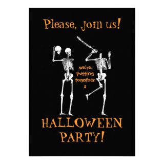 Funny Halloween Skeletons   Please Join Us Personalized Invitations