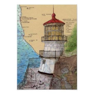 Point Reyes CA Lighthouse Pacific Ocean Map Print