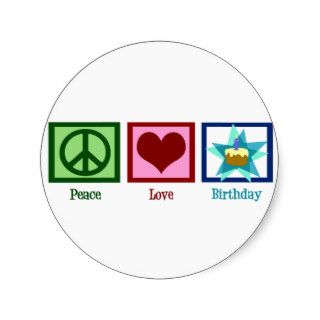 Peace Love Birthday Stickers