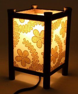 Dimmable Decorative Lamp   Square Contemporary Yellow Floral Shoji Lantern Design   Decorative Light / Ambiance Light / Asian Style Table Lamp / Bed Lamp / Night Light  Small  