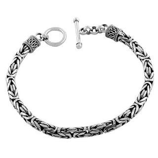 Oxidized Sterling Silver 5 mm Bali Bracelet (8.5 Inch) Jewelry