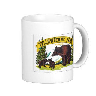 Yellowstone Park Bears ~ Vintage Travel Coffee Mug