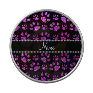 Personalized name neon purple glitter cat paws jelly belly tins