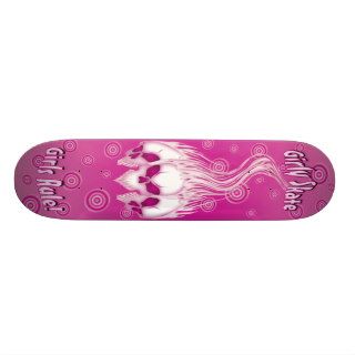 Flaming Pink Skulls Custom Skate Board
