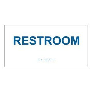 ADA Restroom With Symbol Braille Sign RSME 545 BLUonWHT Restrooms  Business And Store Signs 