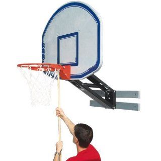 Basketball System   Wall Mount Adjustable Height w Graphite Backboard  Basketball Equipment  Sports & Outdoors