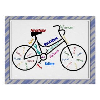 Bike, Bicycle  Sport, Motivational Words & Stripes Poster