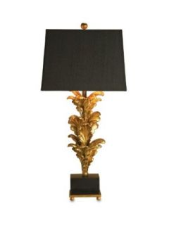 Currey and Company 6121 Renaissance 1 Light Table Lamp, Black and Gold Leaf Finish and a Black Linen Shade with Gold Lining   Currey And Company Lighting Rooster  