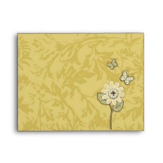 Organza Flowers Gold Envelope A2