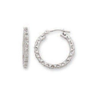 14k White Cut Out Heart Shaped Hoop Earrings   JewelryWeb Jewelry