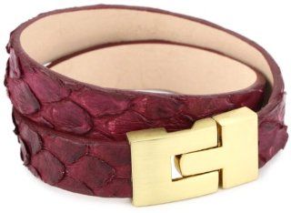 Leighelena "Jigsaw" Black Cherry Anaconda Wrap Cuff Bracelet Jewelry