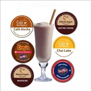 LETS PARTY 18 Sampler Delicious Flavored Keurig to whip up your favorite party DRINK recipesMudslideKahluaIrish CreamJamaica.Cafe Mocha + MORE  Coffee Brewing Machine Cups  Grocery & Gourmet Food