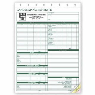 Landscape Bid   Landscaping Estimate Form (250)  Office Storage Supplies 