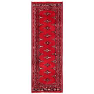 Pakistani Hand knotted Bokhara Red/ Ivory Wool Rug (2' x 5'9) Runner Rugs
