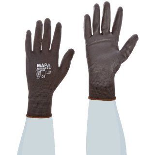 MAPA Ultrane Lite 548 Polyurethane Palm Coated Glove, Work, 9 1/4" Length, Size 10, Black (Pack of 12 Pairs)