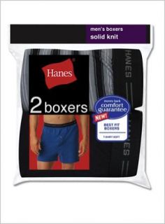 2 Pack Hanes Men's Exposed Waistband Knit Boxer 2 Pack 548KP2, Assorted, L at  Mens Clothing store