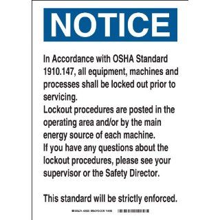 Brady 25922 Plastic Lockout Sign, 14" X 10", Legend "In Accordance With OSHA Standard 1910147Etc" Industrial Warning Signs