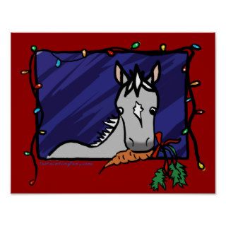 Cute Grey Pony Christmas Print
