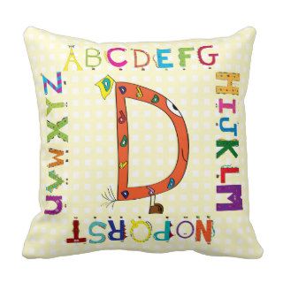 Funny Fellows™ Cartoon Character Alphabet Letter D Pillows