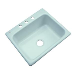 Thermocast Inverness Drop in Acrylic 25x22x9 in. 3 Hole Single Bowl Kitchen Sink in Seafoam 22344