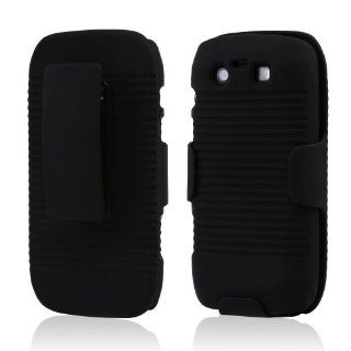 Black Blackberry Torch 9860, 9850 Rubberized Hard Plastic Snap On Shell Case Cover & Holster W/ Swivel Belt Clip Cell Phones & Accessories
