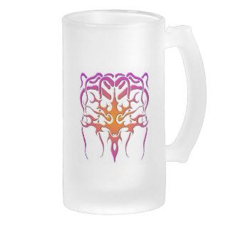 Tribal Tattoo Medusa   orange purple Beer Mugs
